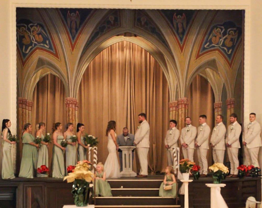 wedding party in the cathedral